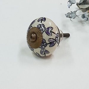 Hand Painted Ceramic knob-purple floral