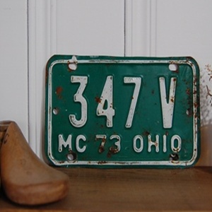 Vintage Motorcycle License Plate 