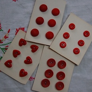 빈티지 버튼카드 4종SET(RED#1)