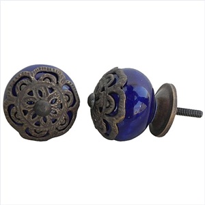 Ceramic knob-antique navy