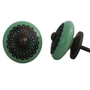 Ceramic knob-green lace