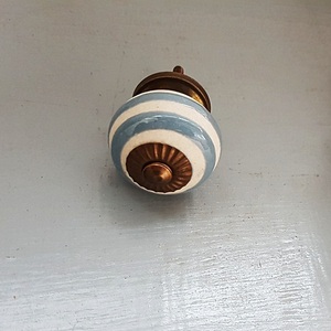 Ceramic Etched knob-blue gray stripe