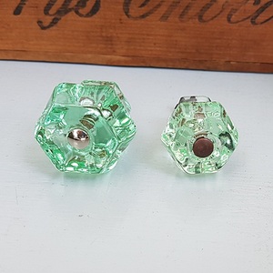 Glass Hexagon Knobs (Light Green)