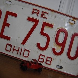 Vintage License Plate RE 7590