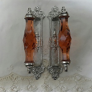 Crystal silver plate handle-Amber