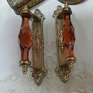 Crystal gold plate handle-Amber