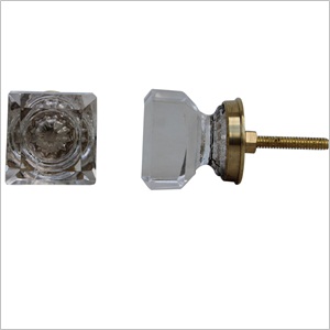 Clear brass back square knob